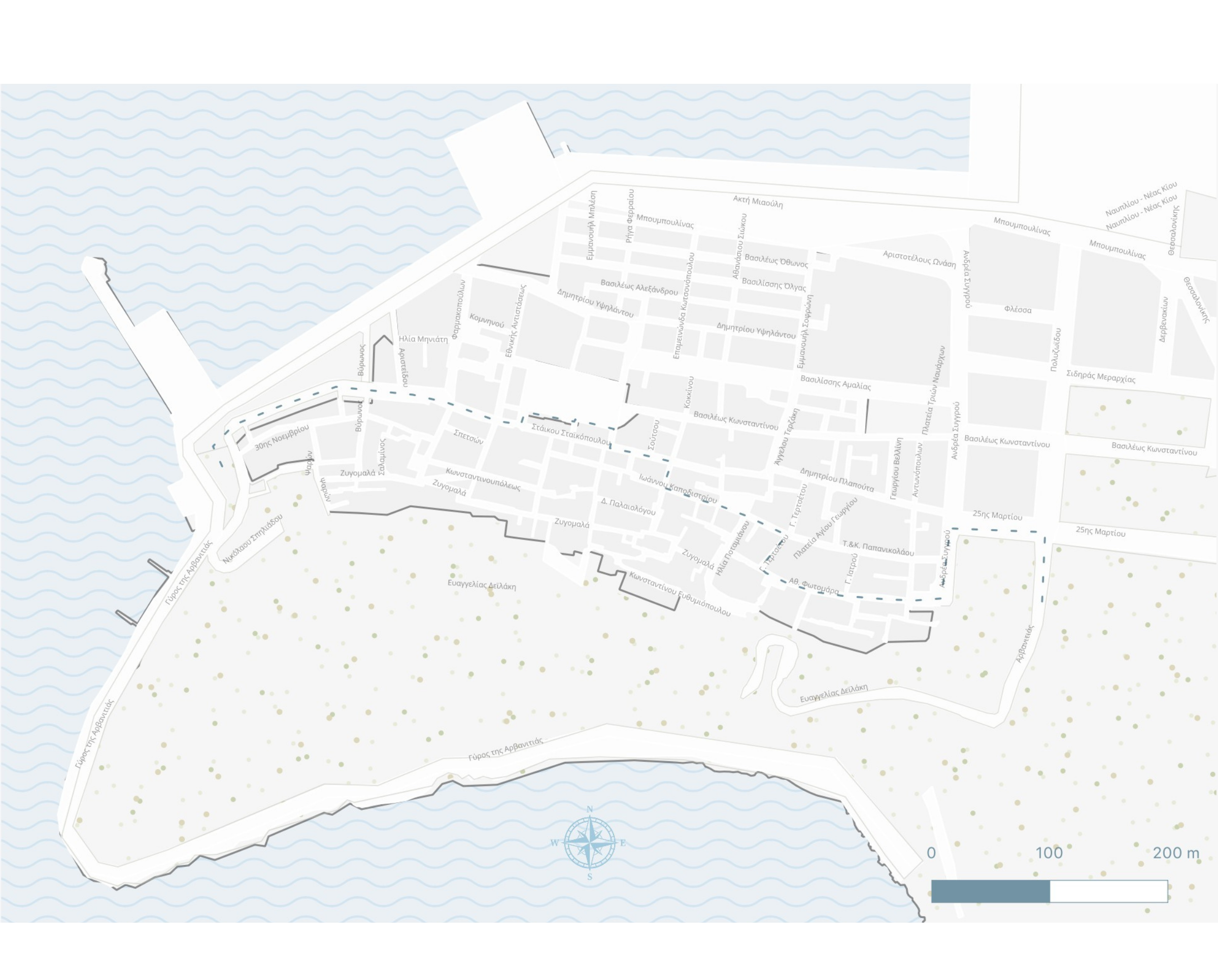 Ottoman Fountains Walking Route in Nafplio Map
